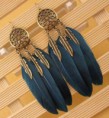 Pendientes Etnico Pluma - Azul