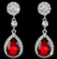 Pendientes Lagrimas Circonita - Rojo