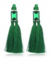 Pendientes de Flecos y Cristal - Verde